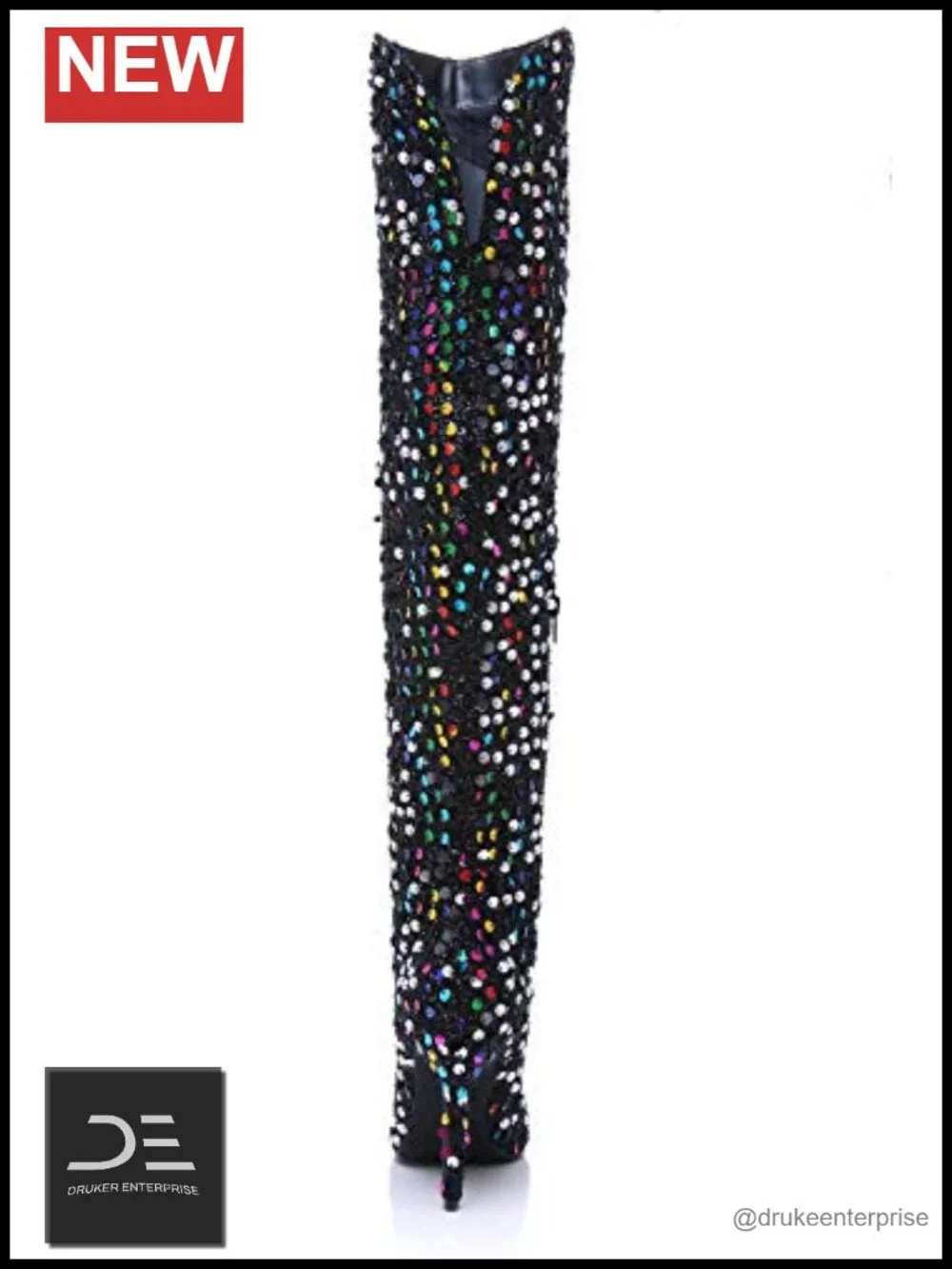 Women's Sequined Over the Knee Boots Stiletto Heels Pointed Toe Thigh High